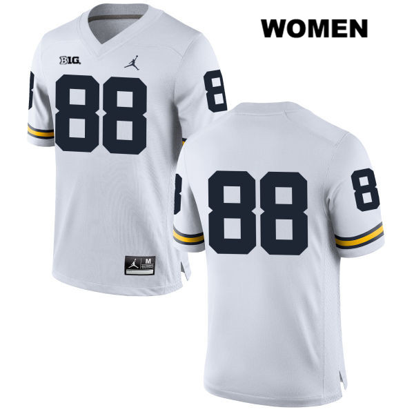 Women's NCAA Michigan Wolverines Jack Dunaway #88 No Name White Jordan Brand Authentic Stitched Football College Jersey BY25U37GT